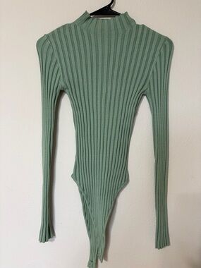 Forever 21 Sage Green Bodysuit Sweater